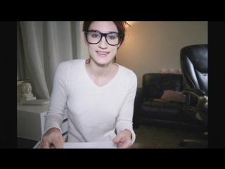 redhead cutie mia with glasses masturbating and squirt in front of webcam